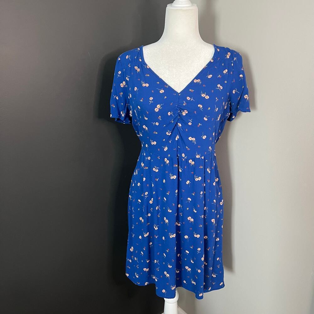 American Eagle Outfitters‎ Woman’s Blue Floral Smock Viscose Dress- Size M